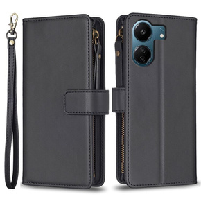 Klopové pouzdro pro Xiaomi Redmi 13C / Poco C65, Wallet Zipper Pocket, černé