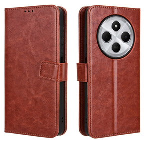 Klopové pouzdro pro Xiaomi Redmi 14C, Crazy Horse Wallet, hnědé