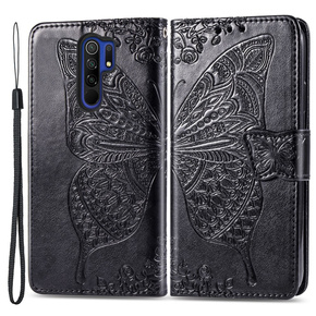 Klopové pouzdro pro Xiaomi Redmi 9, Butterfly, černé