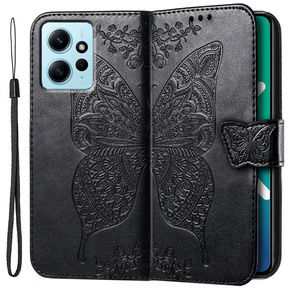 Klopové pouzdro pro Xiaomi Redmi Note 12 4G, Butterfly, černé