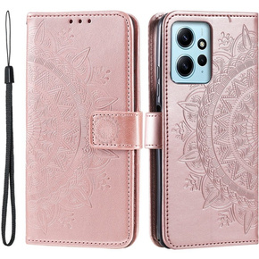 Klopové pouzdro pro Xiaomi Redmi Note 12 4G, Mandala, růžové rose gold