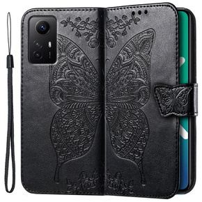 Klopové pouzdro pro Xiaomi Redmi Note 12S, Butterfly, černé