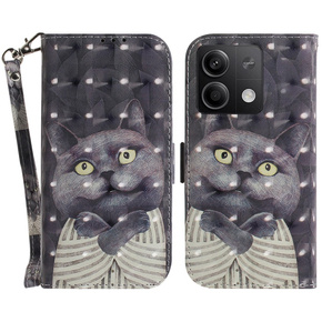 Klopové pouzdro pro Xiaomi Redmi Note 13 5G, Wallet, Cat šedé