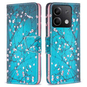 Klopové pouzdro pro Xiaomi Redmi Note 13 5G, Wallet, Sakura modré