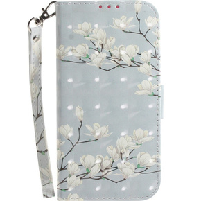 Klopové pouzdro pro Xiaomi Redmi Note 9S / 9 Pro / 9 Pro Max, magnolia flowers, bílé