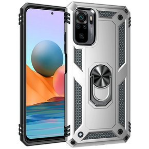 Pancéřové pouzdro pro Xiaomi Redmi Note 10/10S, Nox Case Ring, stříbrné