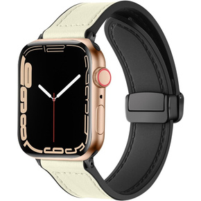 Pasek Skórzany do Apple Watch 1/2/3/4/5/6/7/8/SE/Ultra 42/44/45/49mm, Beżowy