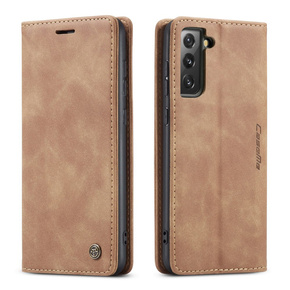 Pouzdro CASEME pro Samsung Galaxy S21 FE, Leather Wallet Case, hnědé