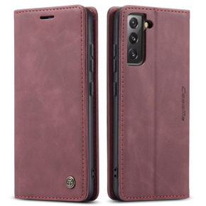 Pouzdro CASEME pro Samsung Galaxy S22 5G, Leather Wallet Case, červené
