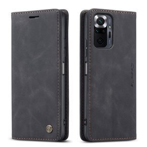 Pouzdro CASEME pro Xiaomi Redmi Note 10 Pro, Leather Wallet Case, černé