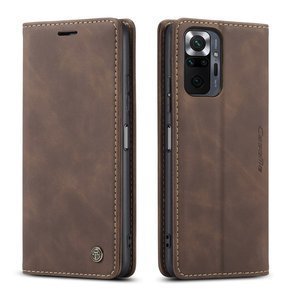 Pouzdro CASEME pro Xiaomi Redmi Note 10 Pro, Leather Wallet Case, káva