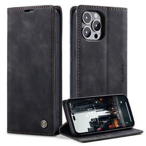 Pouzdro CASEME pro iPhone 14 Pro Max, Leather Wallet Case, černé