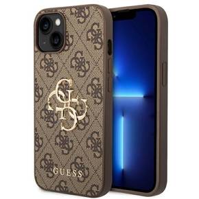 Pouzdro GUESS pro iPhone 14 Plus, 4G Big Metal Logo, hnědé