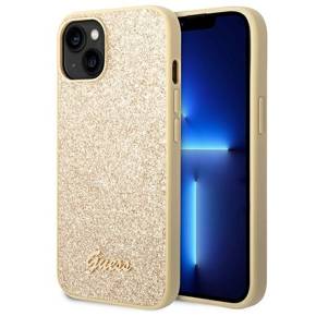 Pouzdro GUESS pro iPhone 14 Plus, Glitter Script Hardcase, zlaté