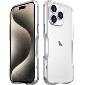 Pouzdro LUPHIE pro iPhone 15 Pro, Armor Bumper, stříbrné