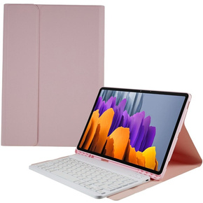 Pouzdro + klávesnice Galaxy Tab S7+ Plus / S8+ Plus /S7 FE T730 T733, Pen Slot, růžové rose gold