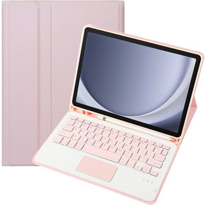 Pouzdro + klávesnice Samsung Galaxy Tab A9+, Leather Pen Slot TouchPad, růžové
