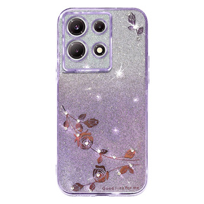 Pouzdro pro Infinix Note 30 Pro 4G, Glitter Flower, fialové