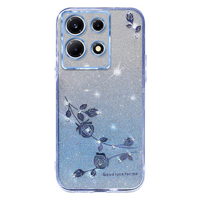 Pouzdro pro Infinix Note 30 Pro 4G, Glitter Flower, modré