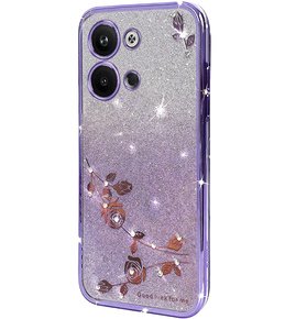 Pouzdro pro Infinix Note 30 VIP, Glitter Flower, fialové