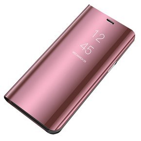 Pouzdro pro LG Velvet, Clear View, růžové rose gold