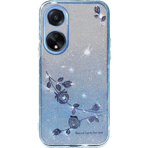 Pouzdro pro Oppo A78 4G, Glitter Flower, modré