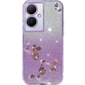 Pouzdro pro Oppo A79 5G, Glitter Flower, fialové