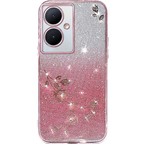 Pouzdro pro Oppo A79 5G, Glitter Flower, růžové rose gold