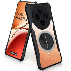 Pouzdro pro Oppo Reno 12F / 12S, s magnetickou fólií, transparentní / černé