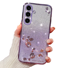 Pouzdro pro Samsung Galaxy A05s 4G, Glitter Flower, fialové