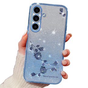 Pouzdro pro Samsung Galaxy A05s 4G, Glitter Flower, modré