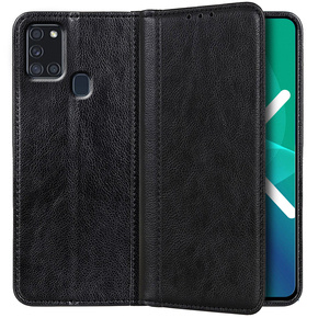 Pouzdro pro Samsung Galaxy A21S, Wallet Litchi Leather, černé