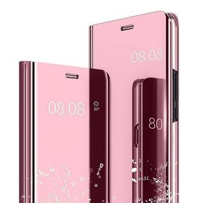 Pouzdro pro Samsung Galaxy A22 5G, Clear View, růžové rose gold