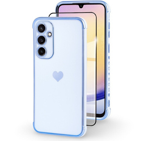 Pouzdro pro Samsung Galaxy A25 5G, Electro heart, modré + Full Glue Ceramic Glass