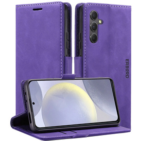 Pouzdro pro Samsung Galaxy S24+ Plus, ERBORD Vintage peněženka s klopou, fialové
