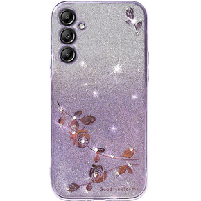 Pouzdro pro Samsung Galaxy S24+ Plus, Glitter Flower, fialové