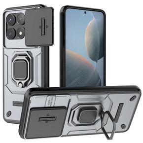 Pouzdro pro Xiaomi Poco F6 Pro, KickStand Camera Lens, šedé