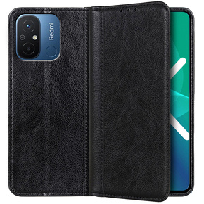 Pouzdro pro Xiaomi Redmi 12C, Wallet Litchi Leather, černé