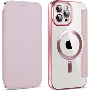 Pouzdro pro iPhone 12 Pro, FlipMag Secure wallet with RFID flap, pro MagSafe, růžové