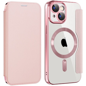 Pouzdro pro iPhone 15 Plus, FlipMag Secure wallet with RFID flap, pro MagSafe, růžové