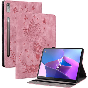 Pouzdro s klopou pro Lenovo Tab P12, flower, světle růžové