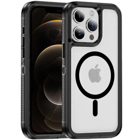 Pouzdro s rámečkem pro iPhone 12 Pro Max, pro MagSafe, transparentní / černé