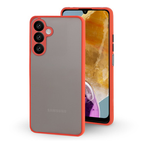 Silikonové pouzdro pro Samsung Galaxy M15 5G, s ochranou fotoaparátu, průhledná / červená