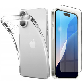 Tenké pouzdro pro iPhone 15 Pro, průhledné + sklo 9H