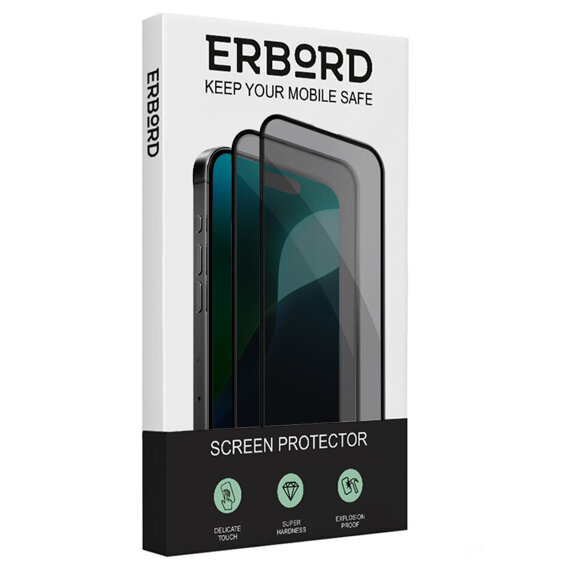 2x Tvrzené sklo pro iPhone 16 Pro Max, ERBORD Anti-Spy