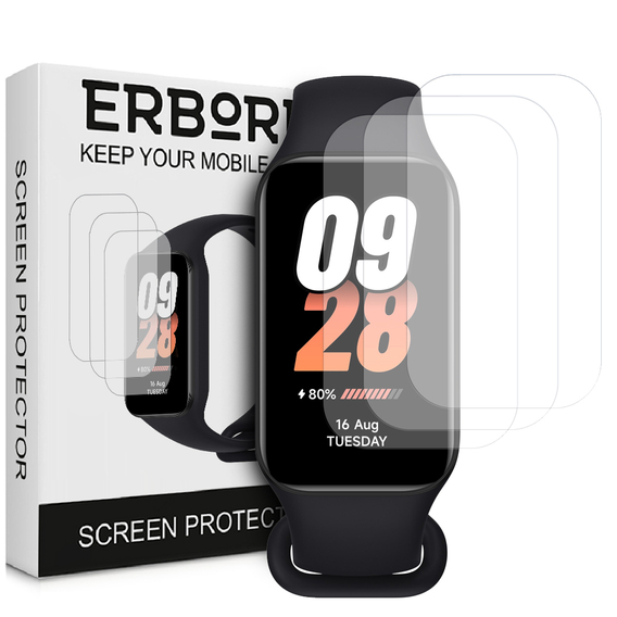 3x ERBORD Hydrogelová fólie pro Xiaomi Smart Mi Band 8 Active