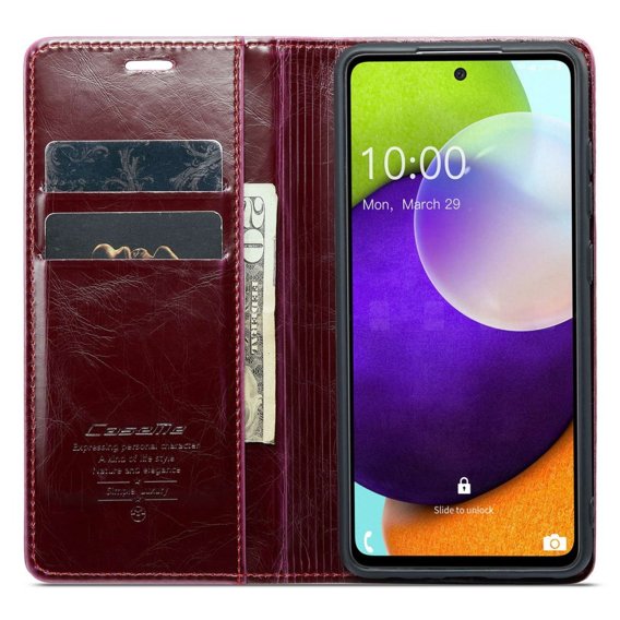 CASEME flipové pouzdro pro Samsung Galaxy A52/A52s, Waxy Textured, červené