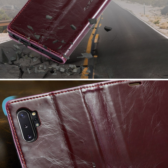 CASEME flipové pouzdro pro Samsung Galaxy Note 10 Plus, Waxy Textured, červené