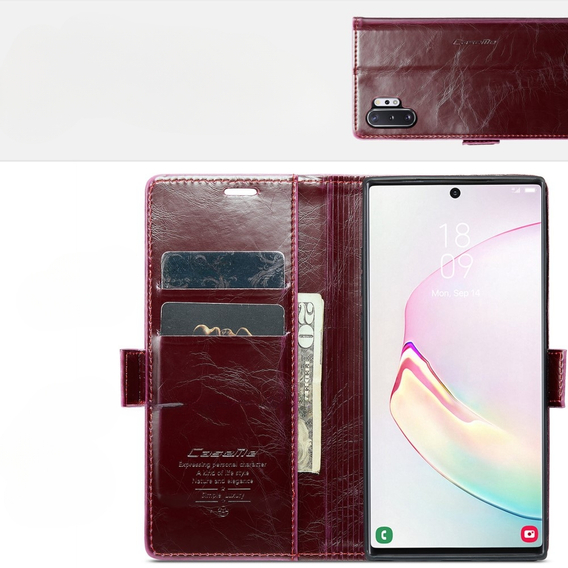 CASEME flipové pouzdro pro Samsung Galaxy Note 10 Plus, Waxy Textured, červené