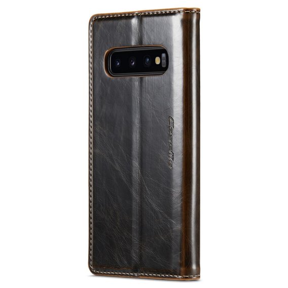 CASEME flipové pouzdro pro Samsung Galaxy S10+ Plus, Waxy Textured, káva